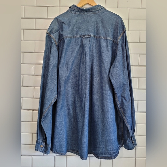 BOULDER CREEK TRADING COMPANY Mens Long Sleeve Denim Button Front Shirt Classic - Picture 4 of 5